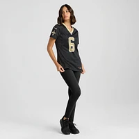 Maillot Nike Tyler Shough noir pour femme des Saints de la Nouvelle-Orléans