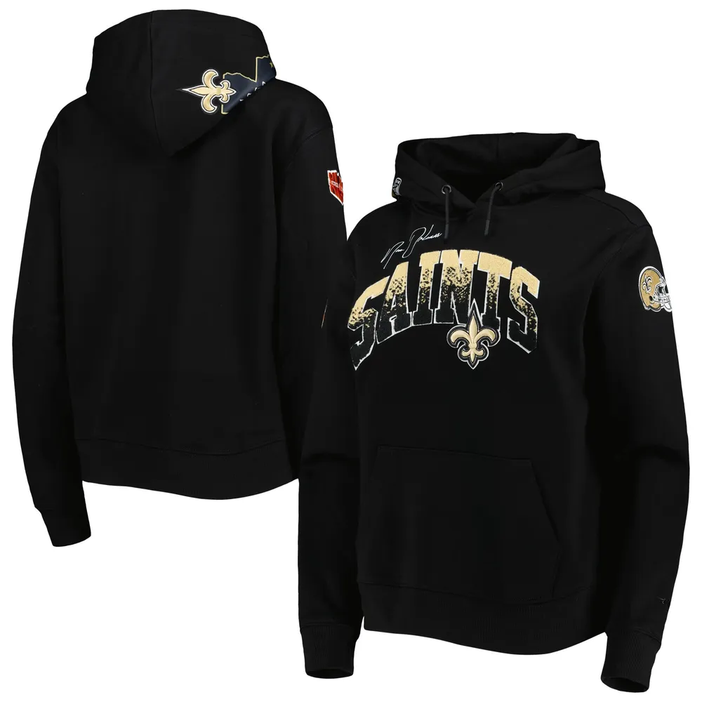 Women's Antigua Black New Orleans Saints Victory Chenille Pullover Sweatshirt Size: Extra Large