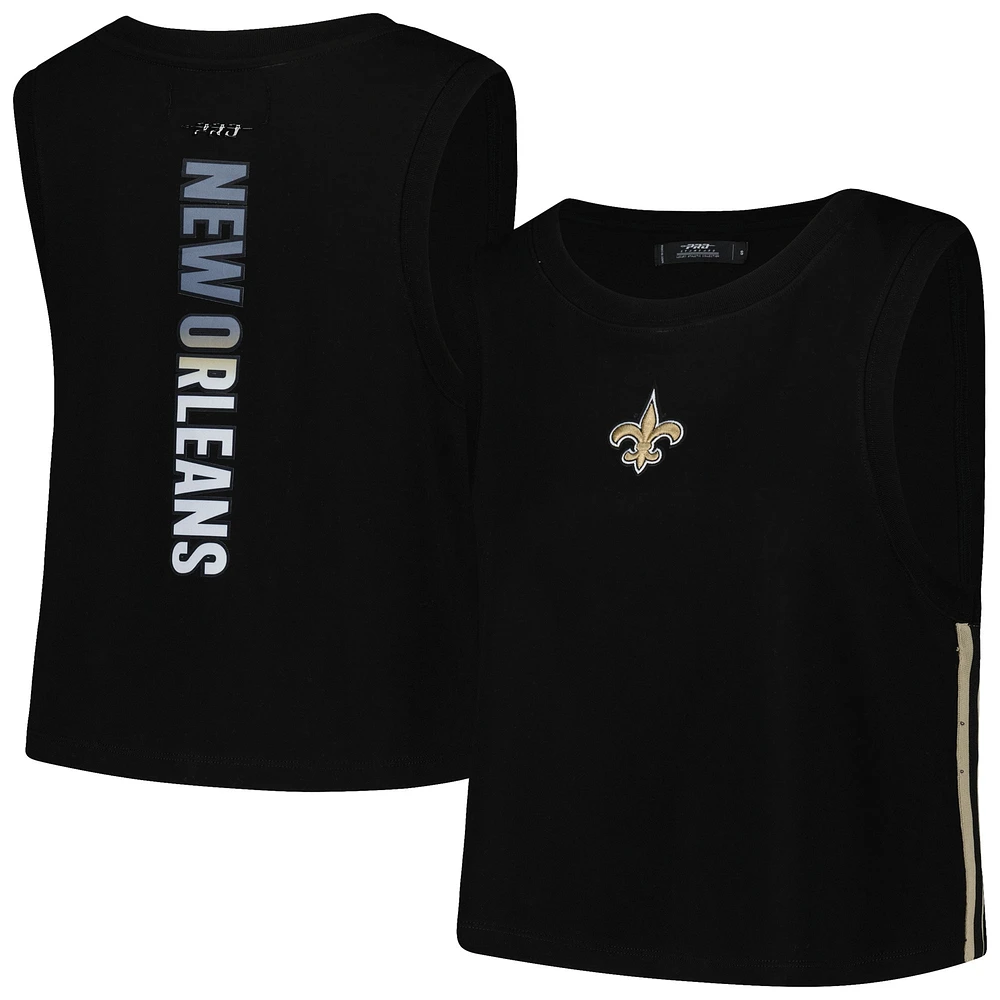 Débardeur court classique Pro Standard New Orleans Saints Ombre Wordmark pour femme, noir