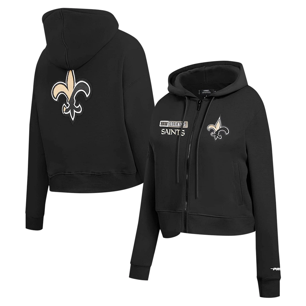 Women's Pro Standard Black New Orleans Saints Split Logo Full-Zip Hoodie