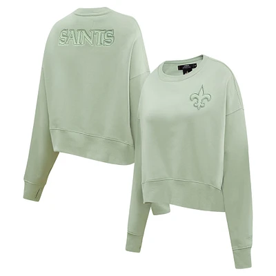 Women's Pro Standard  Light Green New Orleans Saints Neutral Pullover Sweatshirt