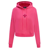 Women's Pro Standard Pink New Orleans Saints Triple Cropped Fleece Pullover Hoodie