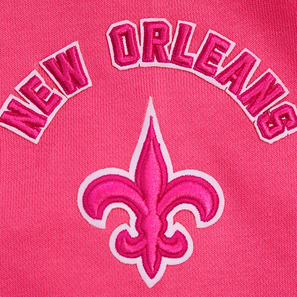 Women's Pro Standard Pink New Orleans Saints Triple Cropped Fleece Pullover Hoodie