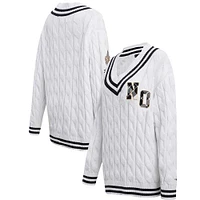 Women's Pro Standard  White New Orleans Saints Prep V-Neck Pullover Sweater