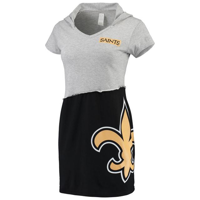 Refried Apparel - Mini-robe à capuche durable New Orleans Saints pour femme, gris/noir