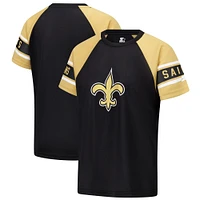 Haut raglan à blocs de couleurs Starter noir New Orleans Saints 1st Rounder pour femmes