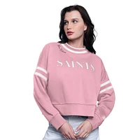 Women's Starter  Pink New Orleans Saints Power Play Cropped Pullover Sweatshirt