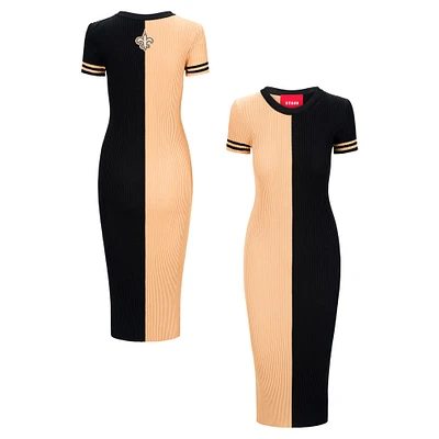 Robe Colleen dorée/noire pour femme STAUD New Orleans Saints