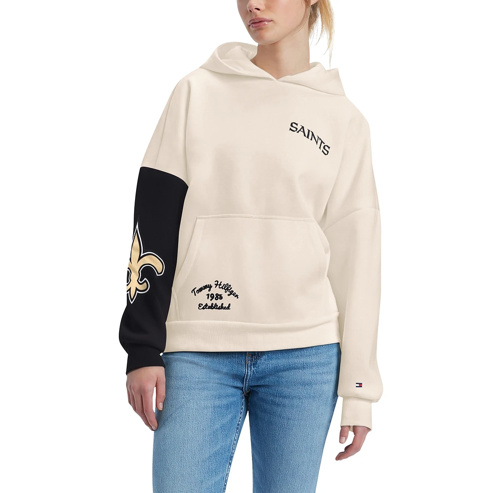 Women's Tommy Hilfiger Cream/Black New Orleans Saints Harriet Pullover Hoodie