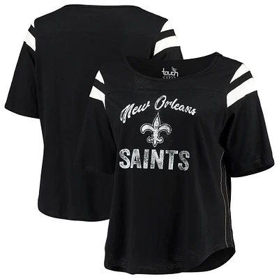 T-shirt à manches mi-longues Touchdown Curve de New Orleans Saints Touch noir pour femme