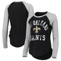 T-shirt à manches longues léger raglan Touch New Orleans Saints pour femme, noir