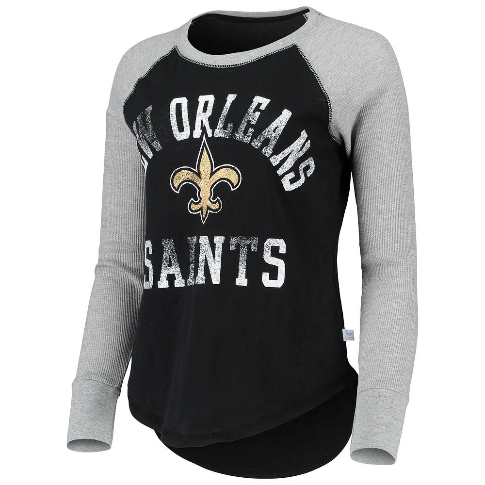 T-shirt à manches longues léger raglan Touch New Orleans Saints pour femme, noir