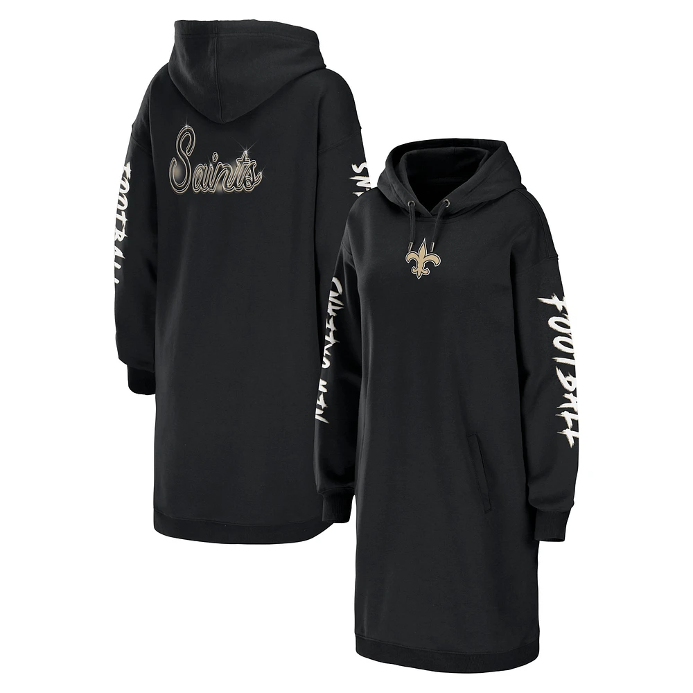 Robe à capuche noire New Orleans Saints pour femme WEAR by Erin Andrews