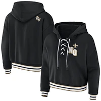 Sweat à capuche lacets noir New Orleans Saints pour femme WEAR by Erin Andrews