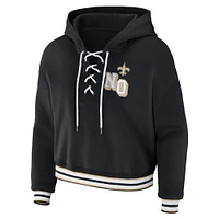 Sweat à capuche lacets noir New Orleans Saints pour femme WEAR by Erin Andrews