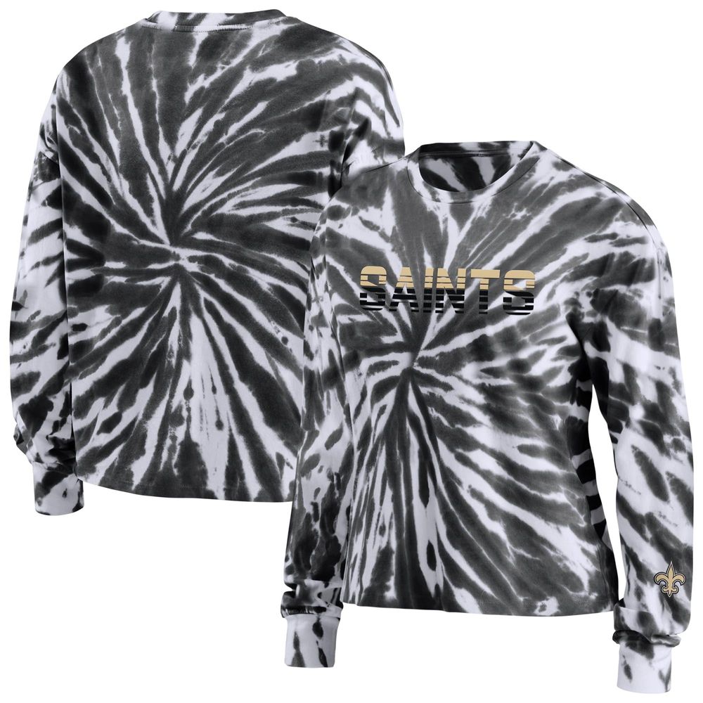 WEAR by Erin Andrews Women's WEAR by Erin Andrews Black New Orleans Saints  Plus Tie-Dye Long Sleeve T-Shirt