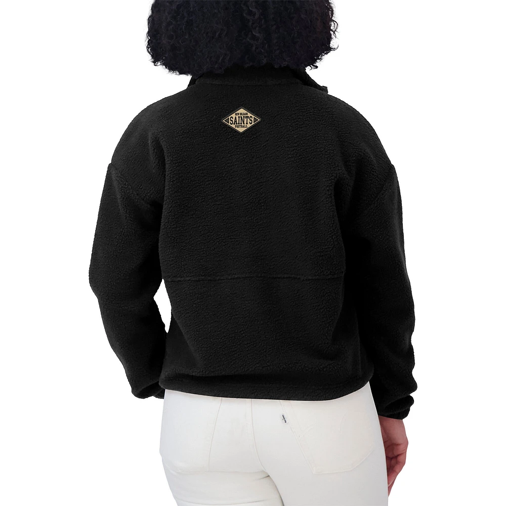 Women's WEAR by Erin Andrews Black New Orleans Saints Polar Fleece Half-Zip Jacket