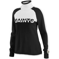 Women's WEAR by Erin Andrews Black New Orleans Saints Ski Raglan Pullover Sweater