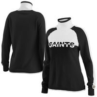 Women's WEAR by Erin Andrews Black New Orleans Saints Ski Raglan Pullover Sweater