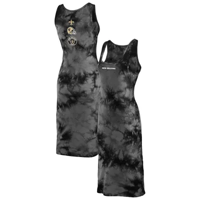 New Orleans Saints WEAR by Erin Andrews Women's Tie-Dye Tank Top Dress - Black