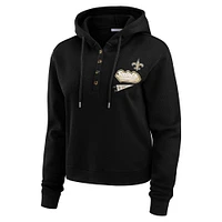 Women's WEAR by Erin Andrews Black New Orleans Saints Waffle-Knit Pullover Hoodie