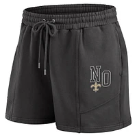 Ensemble de détente pour femme WEAR by Erin Andrews avec t-shirt à manches longues et short en molleton délavé noir New Orleans Saints