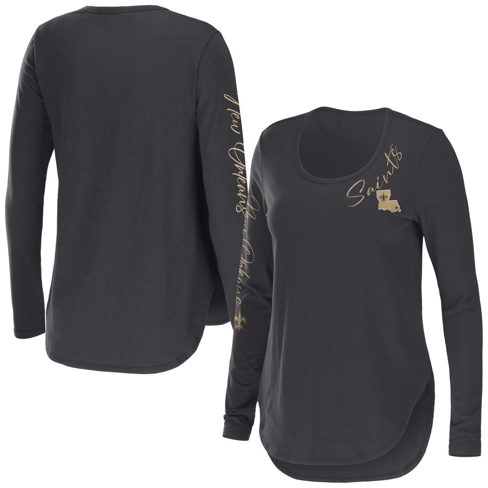 Women's WEAR by Erin Andrews Charcoal New Orleans Saints Team Scoop Neck T-Shirt