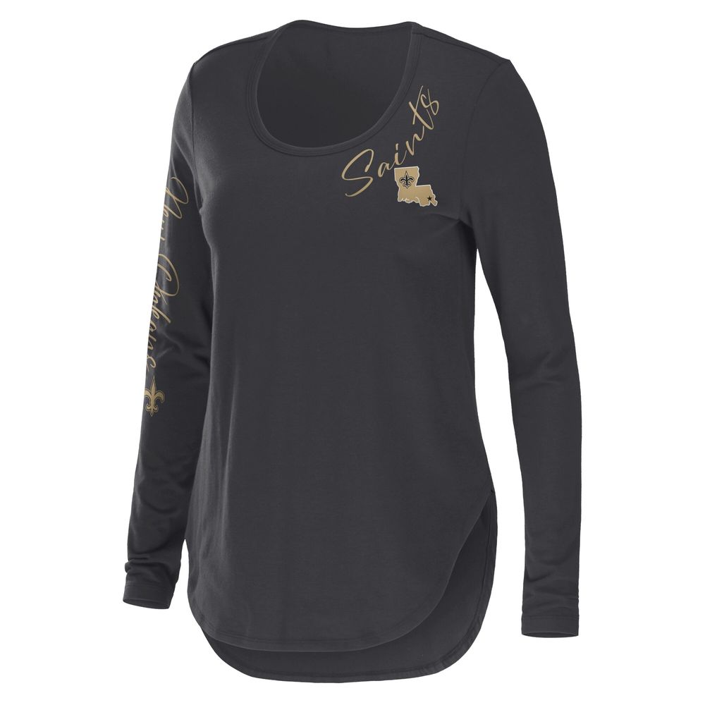 Women's WEAR by Erin Andrews Charcoal New Orleans Saints Team Scoop Neck T-Shirt