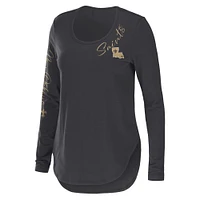 WEAR by Erin Andrews - T-shirt à encolure dégagée gris anthracite New Orleans Saints Team