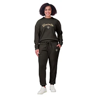 Women's WEAR by Erin Andrews  Cream New Orleans Saints Plus Knitted Tri-Blend Long Sleeve T-Shirt & Pants Lounge Set