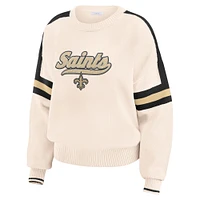 Women's WEAR by Erin Andrews  Cream New Orleans Saints Stripe Pullover Sweater