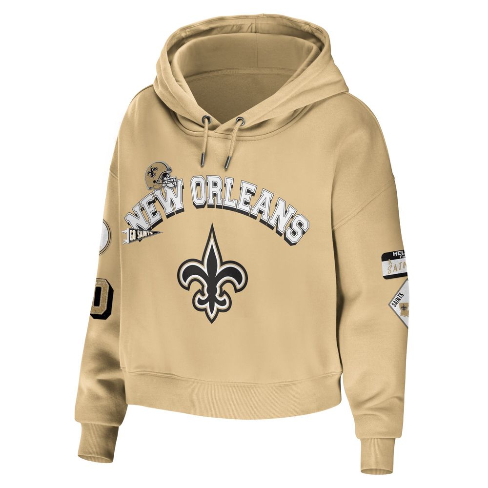 NFL New Orleans Saints Girls' Crop Hooded Sweatshirt - S