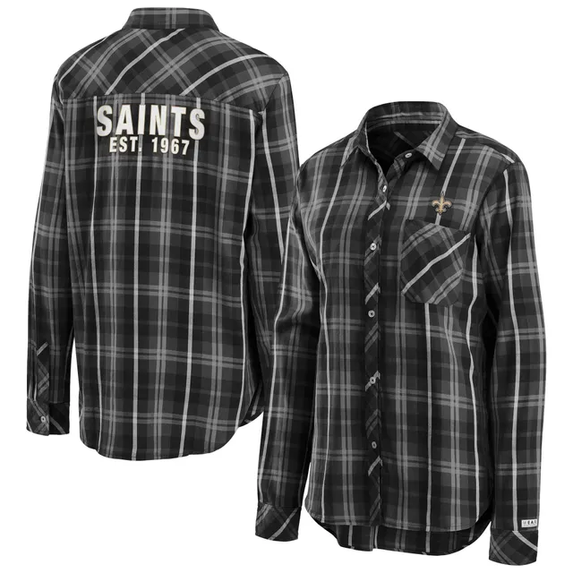 Pittsburgh Steelers Antigua Women's Ease Flannel Button-Up Long Sleeve Shirt  - Black/Gray