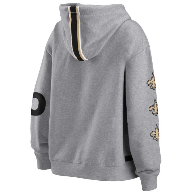 WEAR by Erin Andrews Sweat à capuche gris avec fermeture éclair des Saints de la Nouvelle-Orléans pour femmes