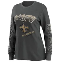 Women's WEAR by Erin Andrews Gray New Orleans Saints Long Sleeve Thermal T-Shirt