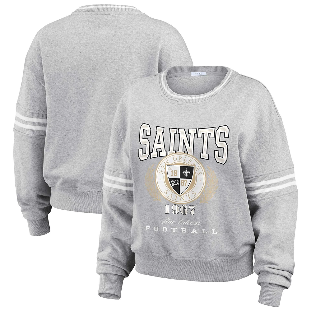 Sweat-shirt court gris chiné New Orleans Saints pour femme WEAR by Erin Andrews