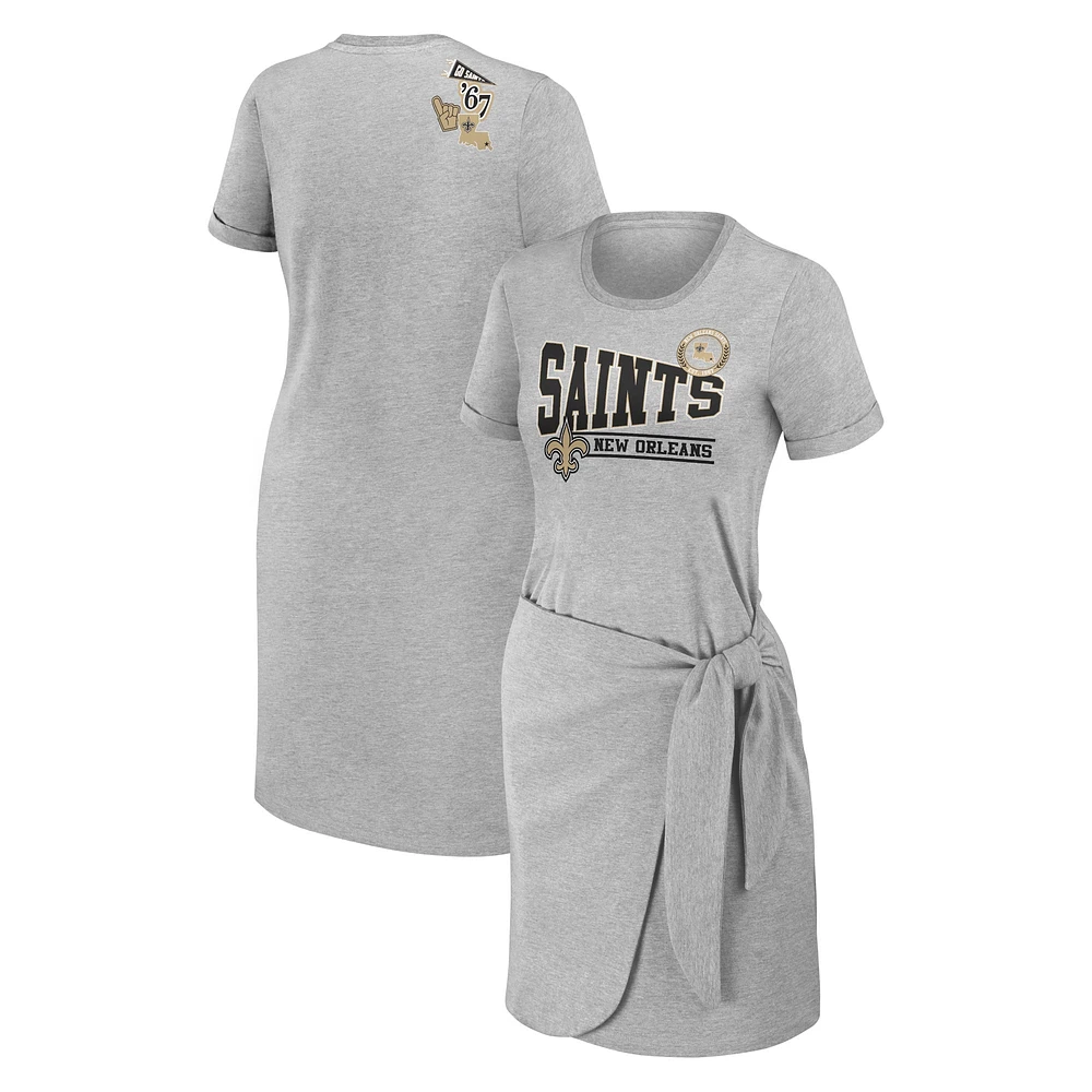 Robe t-shirt nouée gris chiné New Orleans Saints pour femme WEAR by Erin Andrews