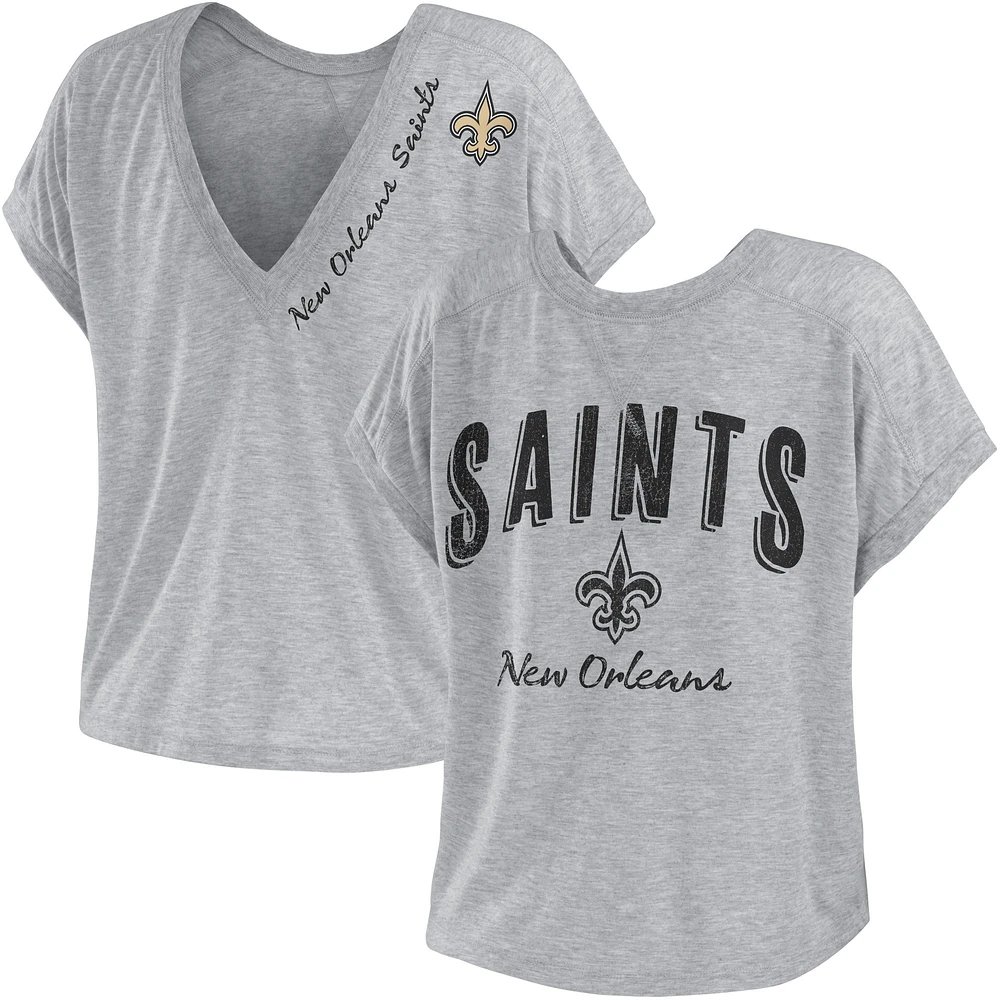 Women's WEAR by Erin Andrews Heather Gray New Orleans Saints Reversible T-Shirt