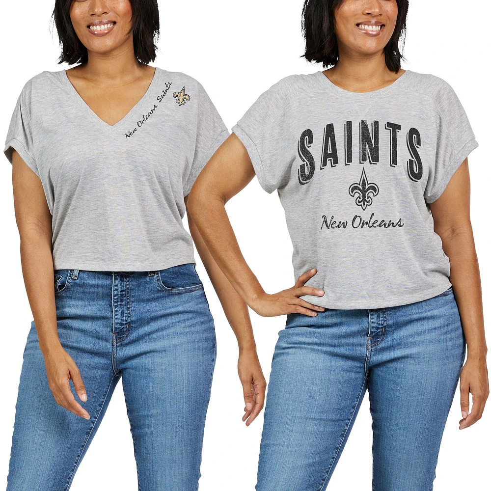 Women's WEAR by Erin Andrews Heather Gray New Orleans Saints Reversible T-Shirt