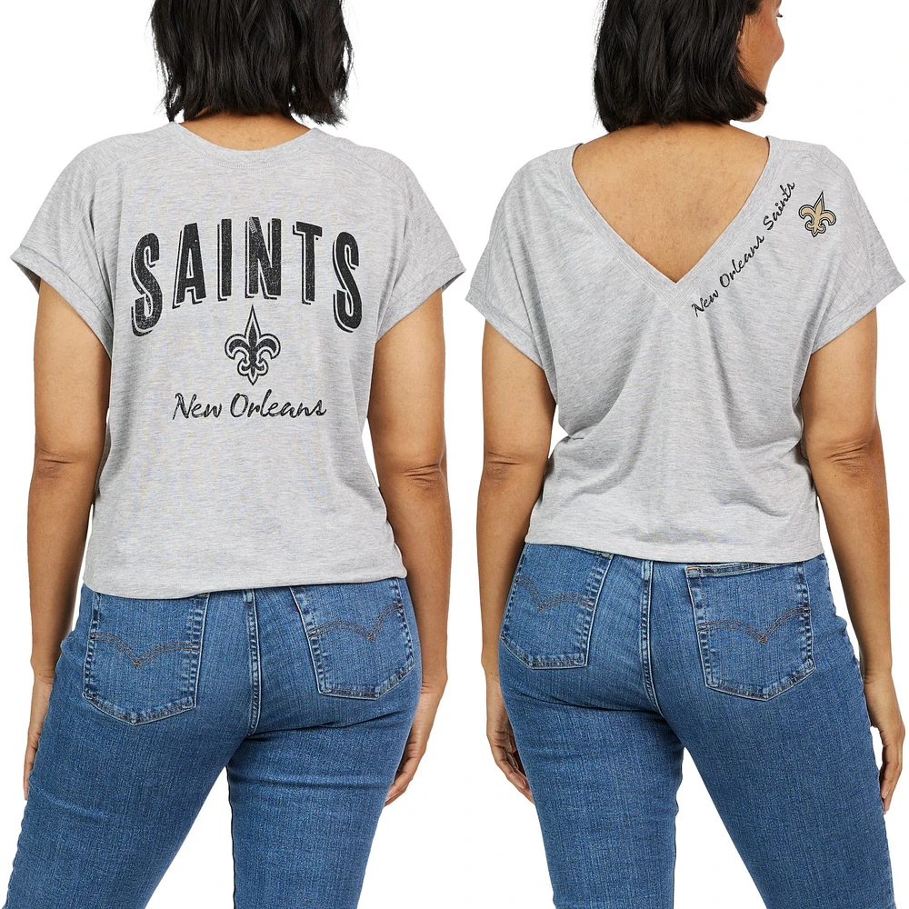 Women's WEAR by Erin Andrews Heather Gray New Orleans Saints Reversible T-Shirt