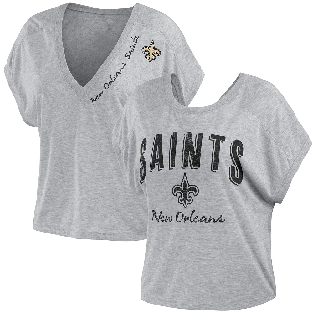 Women's WEAR by Erin Andrews Heather Gray New Orleans Saints Reversible T-Shirt