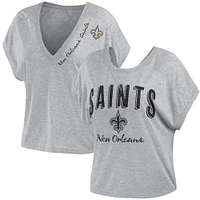 T-shirt réversible gris chiné New Orleans Saints pour femme WEAR by Erin Andrews