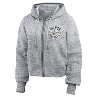 Women's WEAR by Erin Andrews  Heather Gray New Orleans Saints Speckled Fleece Cropped Full-Zip Hoodie