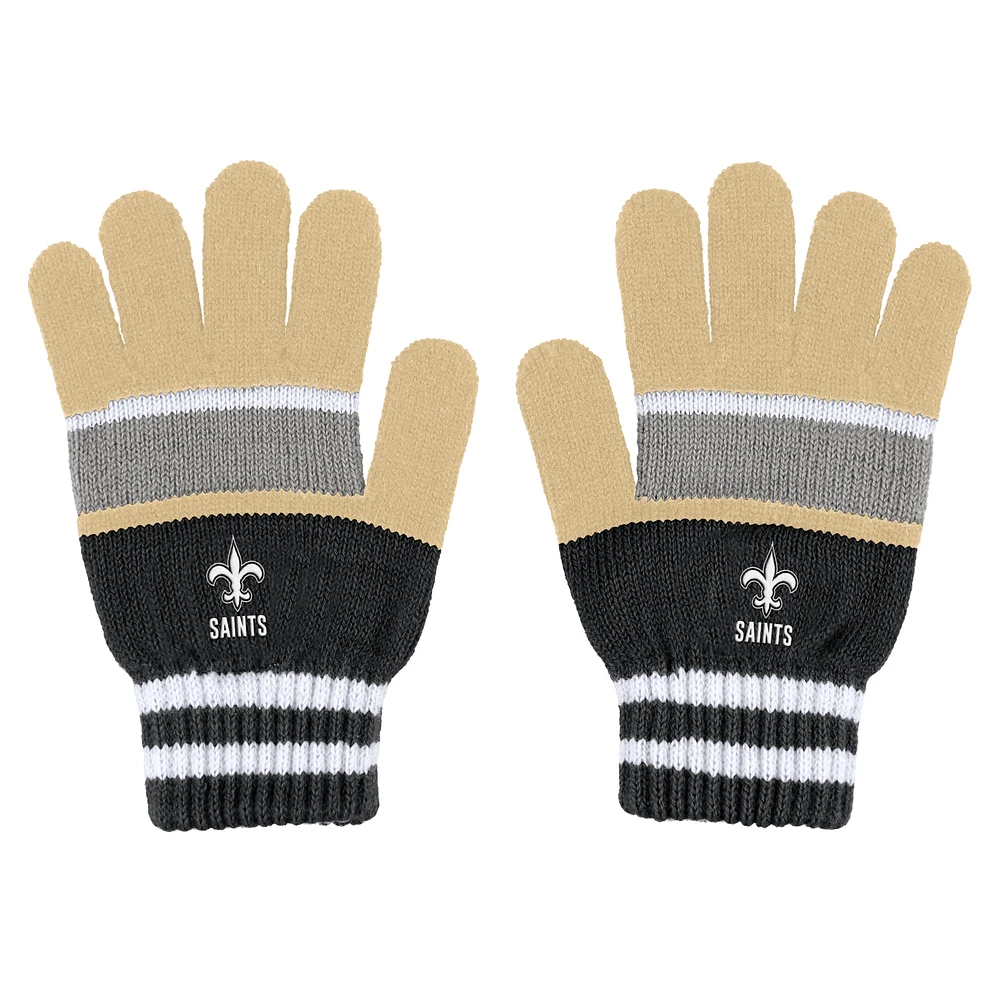 WEAR by Erin Andrews Ensemble gants et écharpe à rayures New Orleans Saints pour femmes