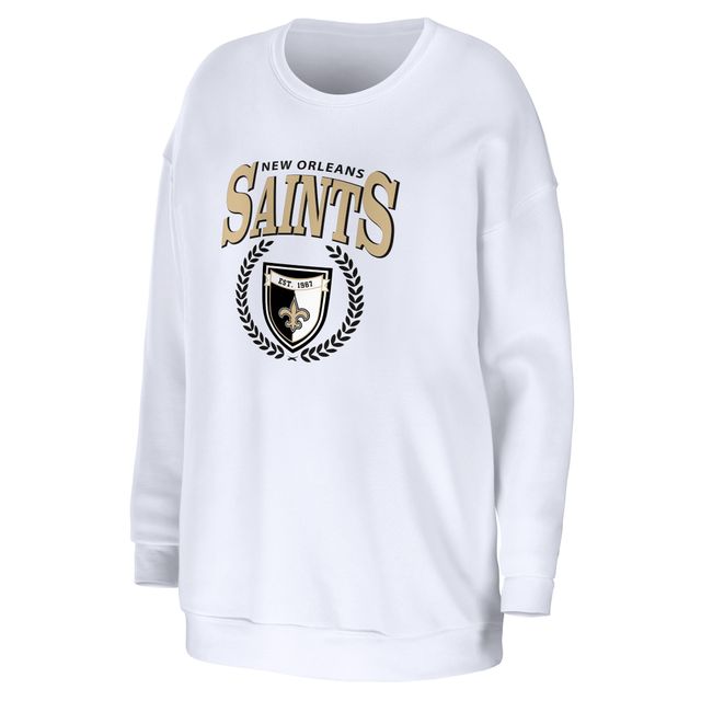 WEAR by Erin Andrews Sweat-shirt surdimensionné blanc des Saints de la Nouvelle-Orléans pour femmes