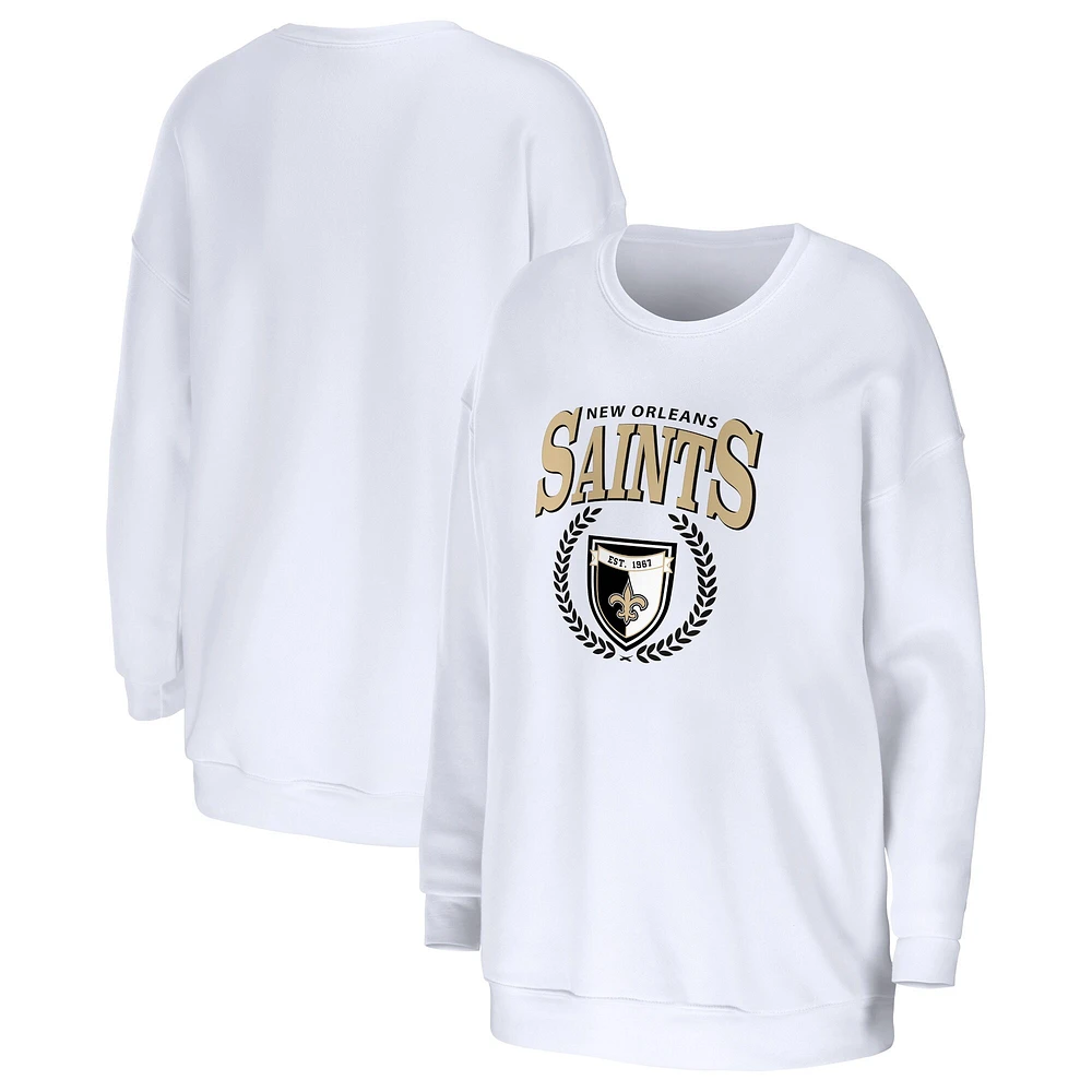 Women's WEAR by Erin Andrews White New Orleans Saints Oversized Pullover Sweatshirt