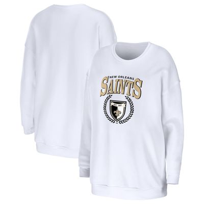 Women's WEAR by Erin Andrews White New Orleans Saints Oversized Pullover Sweatshirt