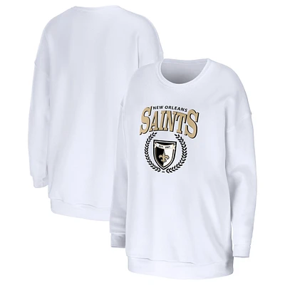 Women's WEAR by Erin Andrews White New Orleans Saints Oversized Pullover Sweatshirt