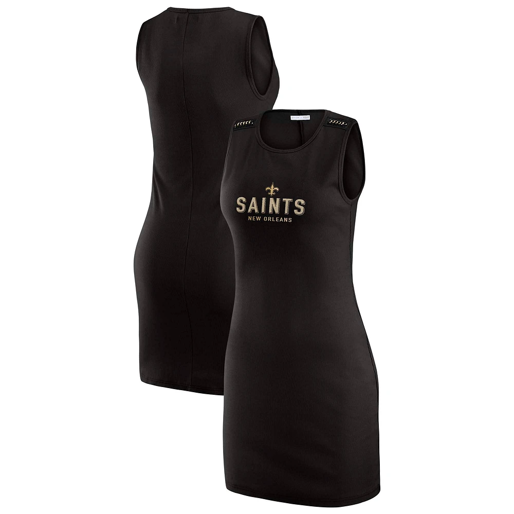 Robe débardeur côtelée noire New Orleans Saints pour femme WEAR by Erin Andrews x Gracie Hunt