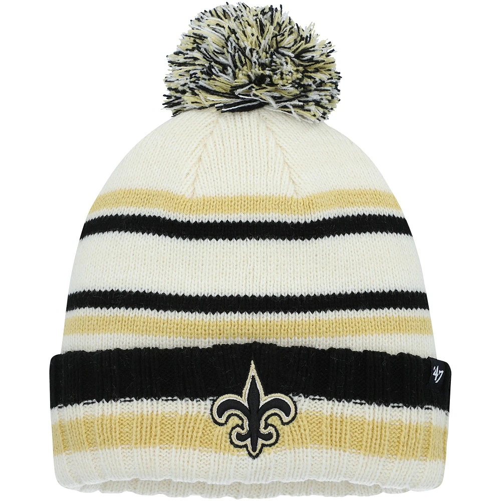 Youth '47 Cream New Orleans Saints Driftway Cuffed Knit with Pom